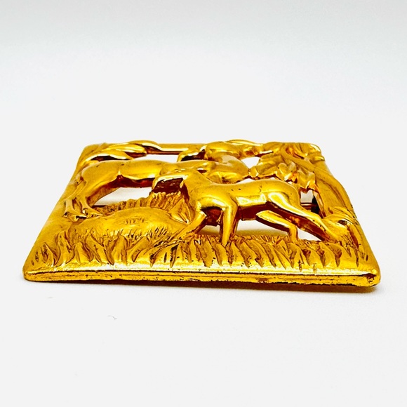 Antique Sterling Silver Coro Brooch Gold Vermeil Figural Deer Doe Fawn Pin - Picture 3 of 13